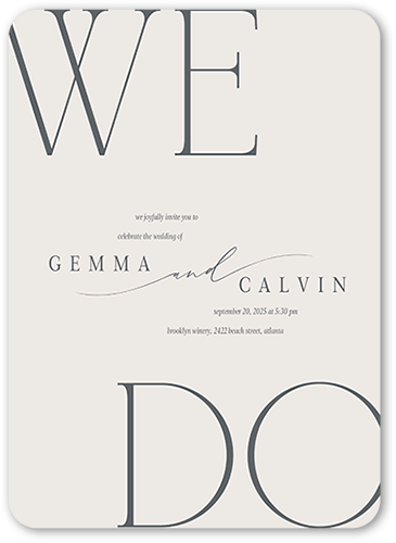 Graceful Gathering Wedding Invitation, Gray, 5x7 Flat, Matte, Signature Smooth Cardstock, Rounded