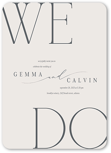 Graceful Gathering Wedding Invitation, Gray, 5x7 Flat, 100% Recycled Cardstock ?, Rounded