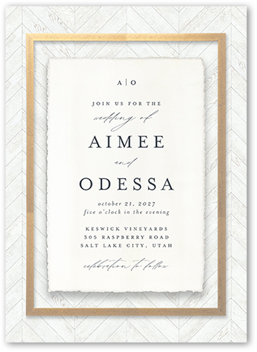 Unforgettable Union Wedding Invitation, White, 5x7 Flat, Luxe Double-Thick Cardstock, Square