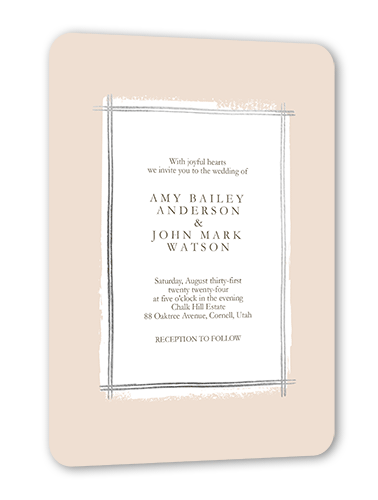Glistening Gathering Wedding Invitation, Pink, Silver Foil, 5x7, Pearl Shimmer Cardstock, Rounded