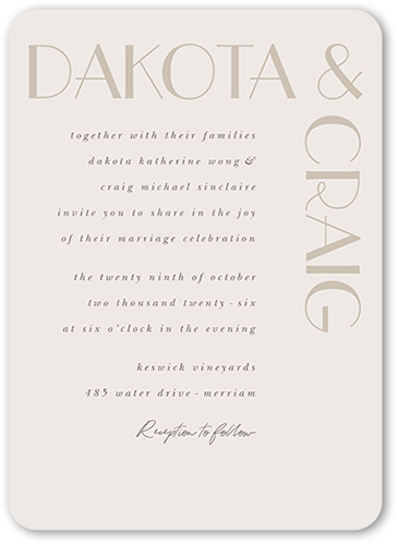 Enchanted Event Wedding Invitation, Gray, 5x7 Flat, Pearl Shimmer Cardstock, Rounded, Gray