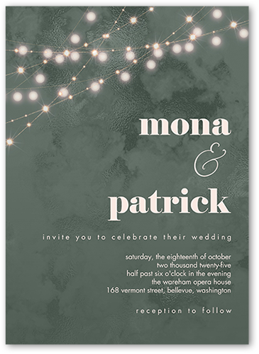 Winsome Wanderlust Wedding Invitation, Green, 5x7 Flat, Luxe Double-Thick Cardstock, Square