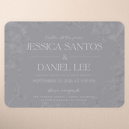 Touch Of Elegance Wedding Invitation, Gray, 5x7 Flat, Matte, Signature Smooth Cardstock, Rounded