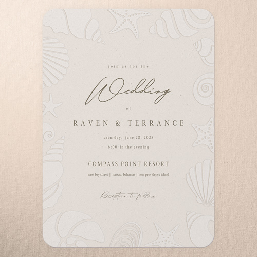 Regional Icons Wedding Invitation, Pink, 5x7 Flat, 100% Recycled Cardstock , Rounded, Blush Pink