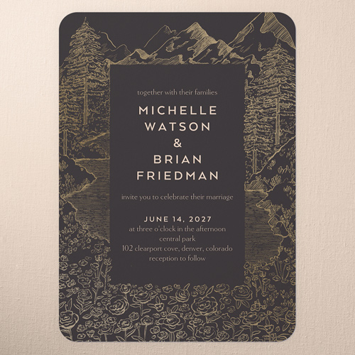 Alpine Affection Wedding Invitation, Gray, 5x7 Flat, Write Your Own, Pearl Shimmer Cardstock, Rounded, Gray