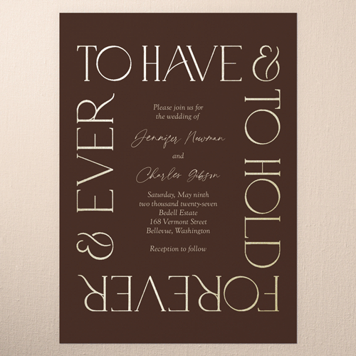 Romantic Gleam Wedding Invitation, Gold Foil, Red, 5x7 Flat, Matte, Signature Smooth Cardstock, Square