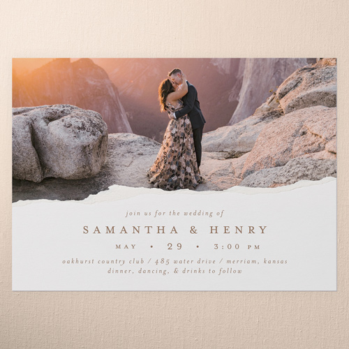 Torn Edge Wedding Invitation, Beige, 5x7 Flat, Write Your Own, Matte, Signature Smooth Cardstock, Square