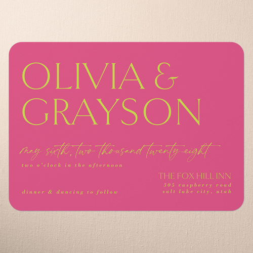 Editable Edition Wedding Invitation, Pink, 5x7 Flat, Write Your Own Greeting, Matte, Signature Smooth Cardstock, Rounded