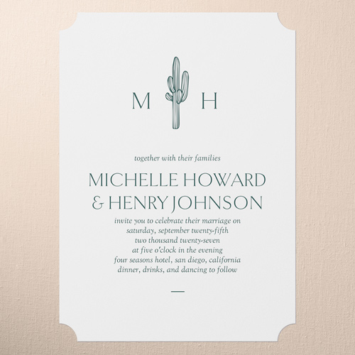 Editable Icon Wedding Invitation, Green, 5x7 Flat, Pearl Shimmer Cardstock, Ticket