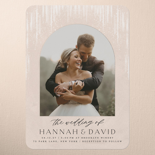 Shimmering Serenity Wedding Invitation, Beige, 5x7 Flat, Pearl Shimmer Cardstock, Rounded