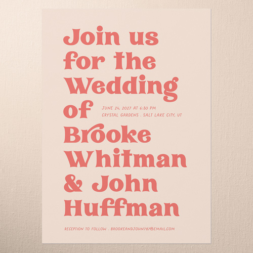 Enchanting Vows Wedding Invitation, Pink, 5x7 Flat, Pearl Shimmer Cardstock, Square