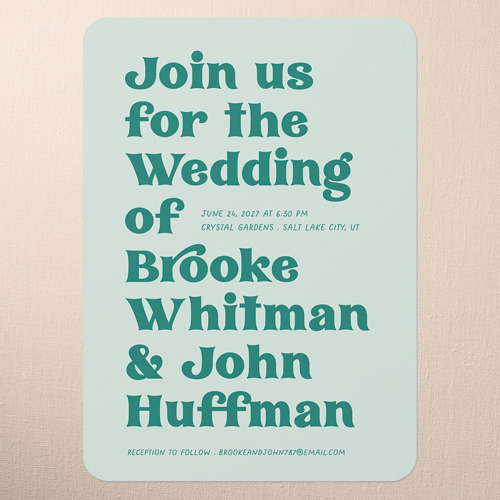 Enchanting Vows Wedding Invitation, Green, 5x7 Flat, Standard Smooth Cardstock, Rounded, White