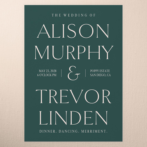 Romantic Garden Wedding Invitation, none, Green, 5x7 Flat, 100% Recycled Cardstock , Square, Seaweed