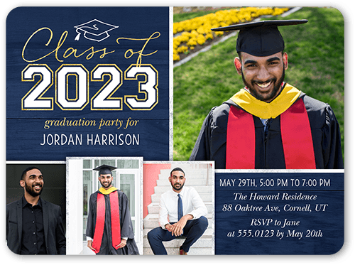 Simple Cap Gallery Graduation Invitation, Blue, none, 6x8, Matte, Signature Smooth Cardstock, Rounded