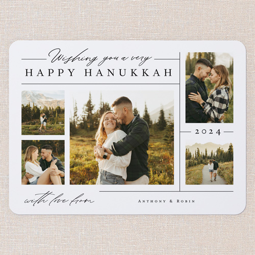 Candid Collage Holiday Card, White, 6x8 Flat, Hanukkah, Signature Smooth Cardstock, Rounded