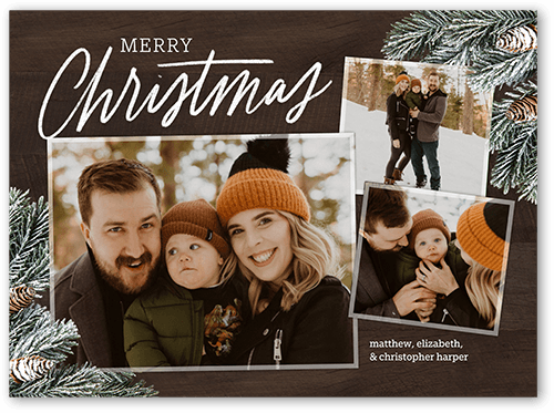 Frosted Pine Holiday Card, Brown, 6x8 Flat, Christmas, Matte, Signature Smooth Cardstock, Square