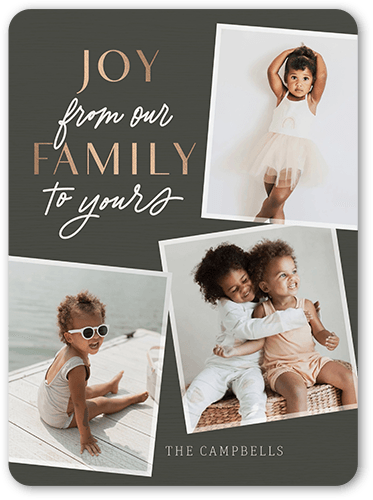 Merry Family Holiday Card, Grey, 6x8 Flat, Holiday, 100% Recycled Cardstock , Rounded
