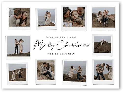 Polaroid Spread Holiday Card, White, 6x8 Flat, Christmas, 100% Recycled Cardstock , Square, White
