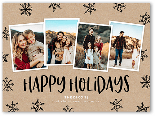 Snowflake Photo Collage Holiday Card, Beige, 6x8 Flat, Holiday, Signature Smooth Cardstock, Square