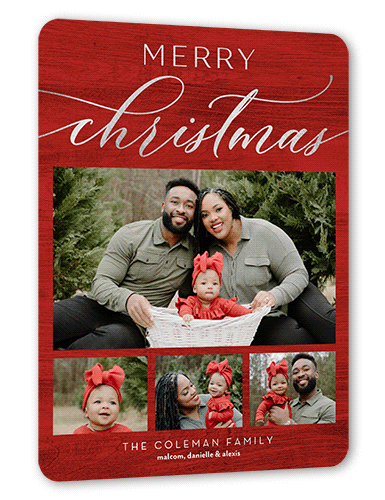 Red And Silver Christmas Photo Cards