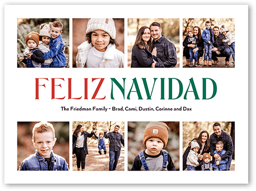 Nouveau Collage Holiday Card, White, 6x8 Flat, Feliz Navidad, 100% Recycled Cardstock ?, Square