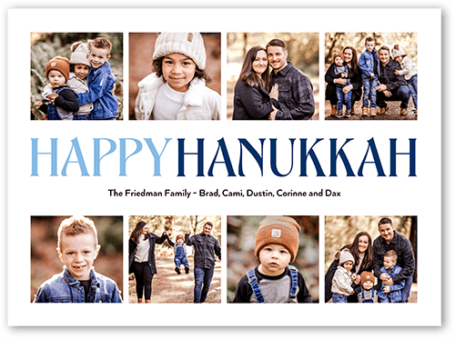 Nouveau Collage Holiday Card, White, 6x8 Flat, Hanukkah, Signature Smooth Cardstock, Square
