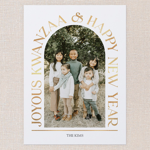 Arch Deco Holiday Card, White, 6x8 Flat, Kwanzaa, Signature Smooth Cardstock, Square, White