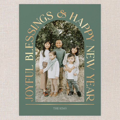 Arch Deco Holiday Card, Green, 6x8 Flat, Religious, Signature Smooth Cardstock, Square, Avocado