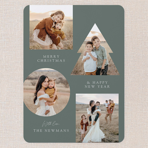 Pine Shapes Holiday Card, Green, 6x8 Flat, Write Your Own, 100% Recycled Cardstock , Rounded, Green