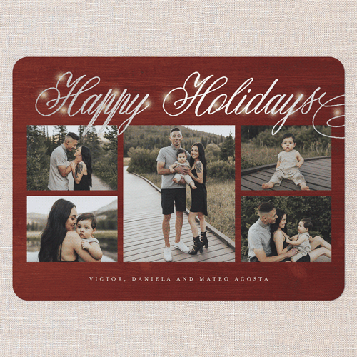 Illuminating Type Holiday Card, Silver Foil, Red, 6x8 Flat, Holiday, Signature Smooth Cardstock, Rounded, Red