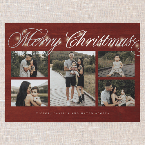 Illuminating Type Holiday Card, Red, Silver Foil, 6x8 Flat, Christmas, Signature Smooth Cardstock, Square, Red