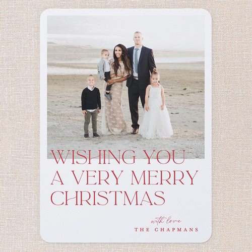 Custom Motif Holiday Card, White, 6x8 Flat, Write Your Own, 100% Recycled Cardstock , Rounded