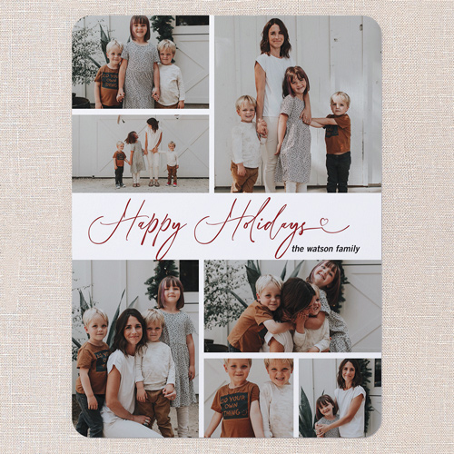 Simple Sleek Holiday Card, White, 6x8 Flat, Holiday, Pearl Shimmer Cardstock, Rounded, White