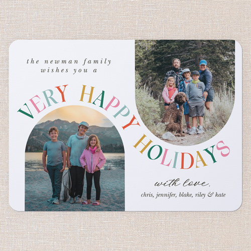 Wavy Pairing Holiday Card, White, 6x8 Flat, Holiday, Pearl Shimmer Cardstock, Rounded, White