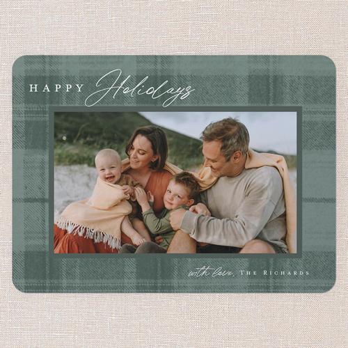 Tonal Plaid Holiday Card, Beige, 6x8 Flat, Holiday, 100% Recycled Cardstock , Rounded, Quarry