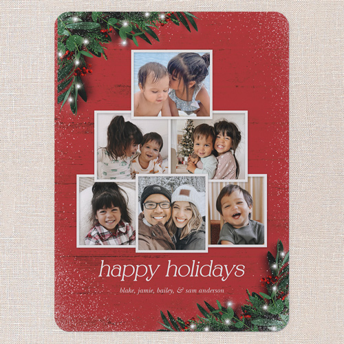 Botanical Photo Tree Holiday Card, Red, 6x8 Flat, Holiday, 100% Recycled Cardstock , Rounded, Radish