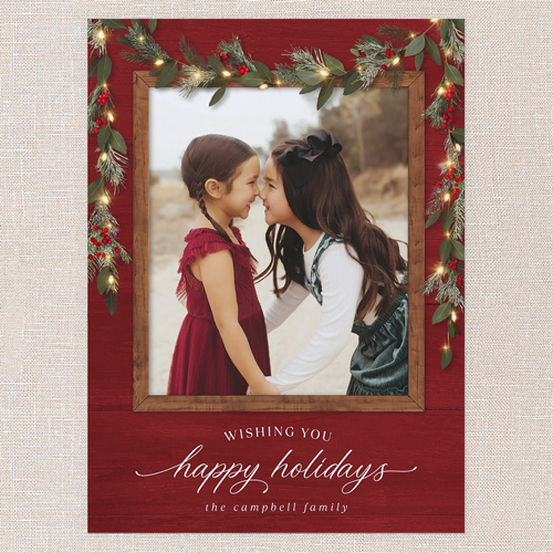 Gorgeous Frosty Garland Holiday Card, none, Red, 6x8 Flat, Holiday, Luxe Double-Thick Cardstock, Square, Radish