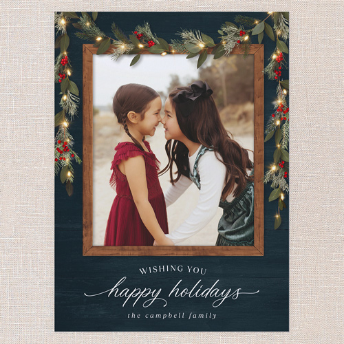 Gorgeous Frosty Garland Holiday Card, none, Blue, 6x8 Flat, Holiday, 100% Recycled Cardstock , Square, Slate Blue