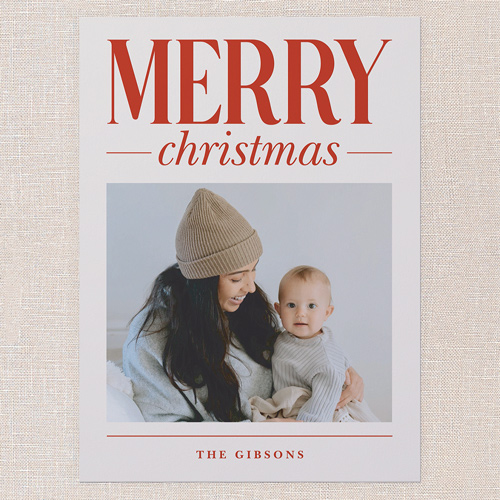 Large Impression Holiday Card, Red, 6x8 Flat, Christmas, 100% Recycled Cardstock , Square, Red