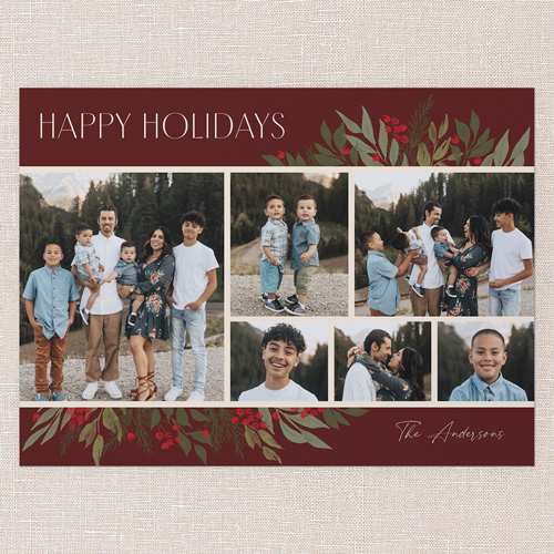 Botanicals Gallery Holiday Card, Red, 6x8 Flat, Holiday, Luxe Double-Thick Cardstock, Square, Velvet