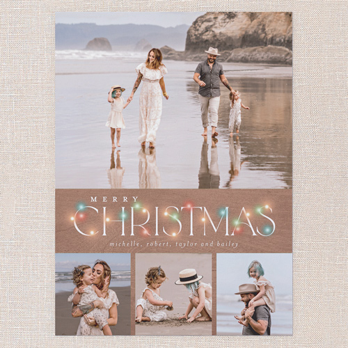 Rustic Bulbs Holiday Card, Brown, 6x8 Flat, Christmas, Pearl Shimmer Cardstock, Square, Clove