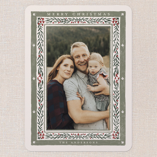 Ravishing Rustic Holiday Card, Green, 6x8 Flat, Christmas, 100% Recycled Cardstock , Rounded, Tree