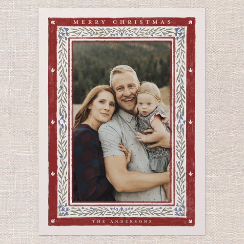 Ravishing Rustic Holiday Card, Red, 6x8 Flat, Christmas, 100% Recycled Cardstock , Square, Velvet