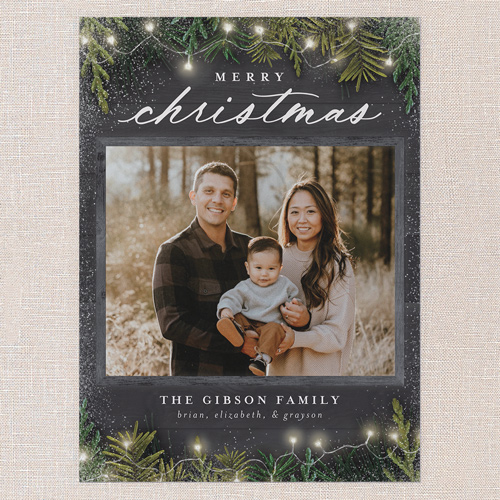 Earnest Evergreen Holiday Card, Black, none, 6x8 Flat, Christmas, Pearl Shimmer Cardstock, Square, Black