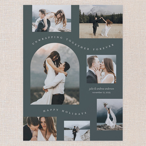 Wavy Wanderlust Holiday Card, Grey, 6x8 Flat, Holiday, 100% Recycled Cardstock , Square, Burnt Ash