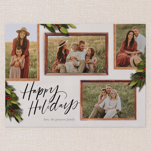 Rustic Berry Frames Holiday Card, White, 6x8 Flat, Holiday, Signature Smooth Cardstock, Square, Almond
