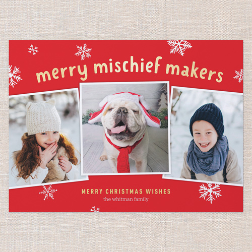 Mischief Makers Holiday Card, Red, 6x8 Flat, Christmas, Signature Smooth Cardstock, Square, Tomato
