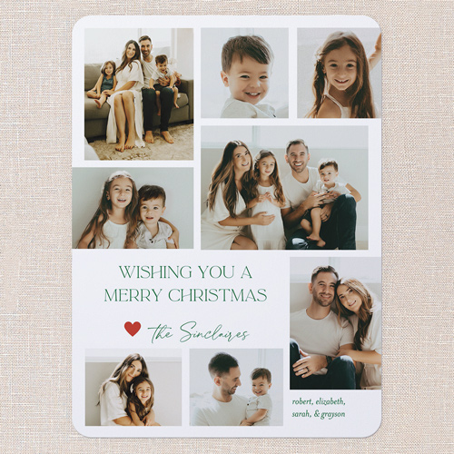 Modern Family Greetings Holiday Card, White, 6x8 Flat, Christmas, Pearl Shimmer Cardstock, Rounded, White