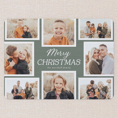 Timeless Collage Holiday Card, Green, 6x8 Flat, Christmas, 100% Recycled Cardstock , Rounded, Green