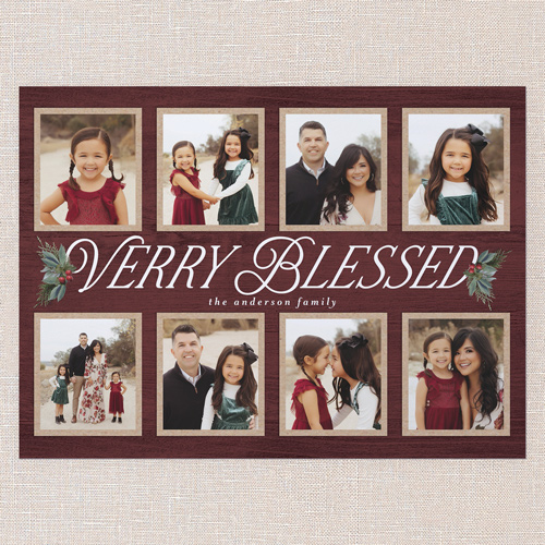 Woodland Sprigs Holiday Card, Red, 6x8 Flat, Religious, Pearl Shimmer Cardstock, Square, Velvet